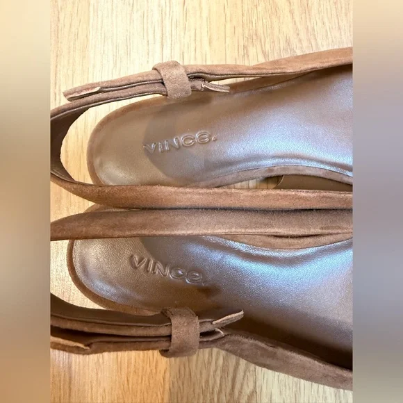 Vince Camel Gracy Suede Square Toe Sling Back Shoes Size 7.5 - Picture 9 of 9